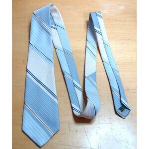 Austin Manor Necktie Mens Striped Blue Tone Silk Polyester Blend Office Formal